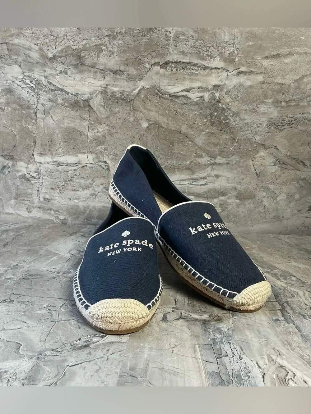 Kate Spade New York Navy Canvas Espadrille Flats Women’s Slip On Shoes